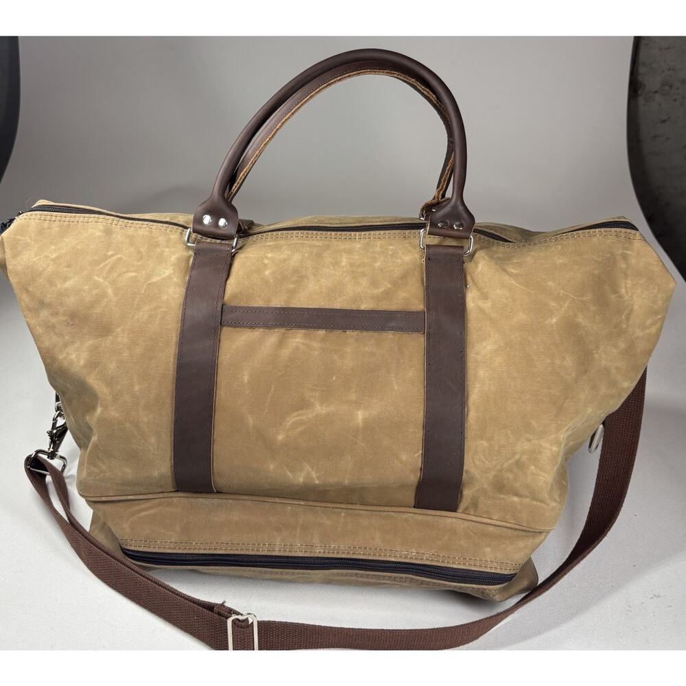 Morgan Stanley Waxed Canvas Leather Duffle Bag Scarborough Tweed USA Weekender